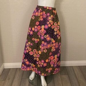 Vintage Alex Colman Quilted Blanket Floral Maxi Skirt Size 27